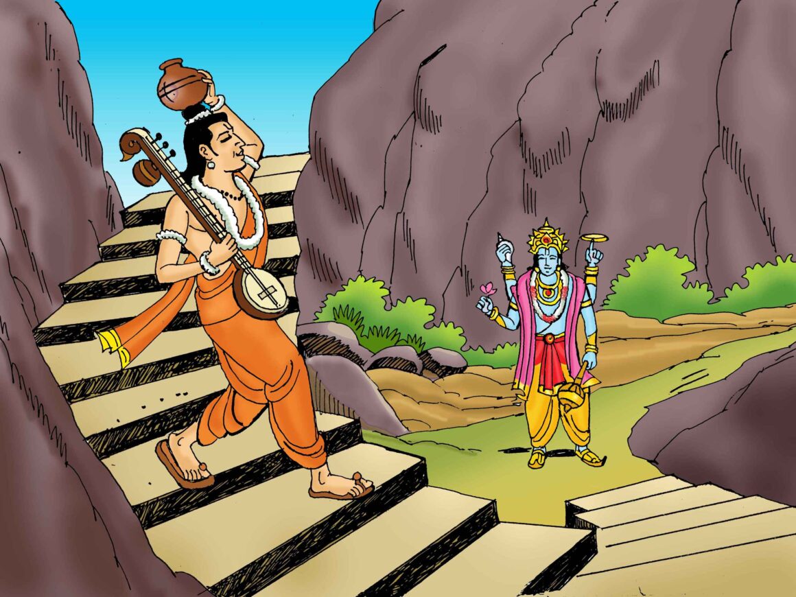 Narada brought down a pot of water for Lord Vishnu